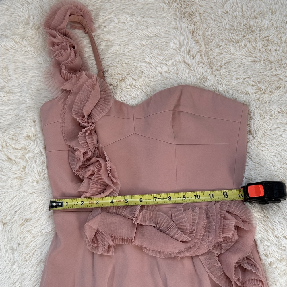 BCBG Dusty pink, one shoulder mini with ruffle details! - Picture 3 of 6